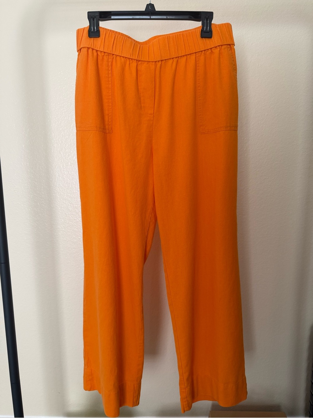 Calvin Klein Bright Orange Wide-Leg Pull-On Pants